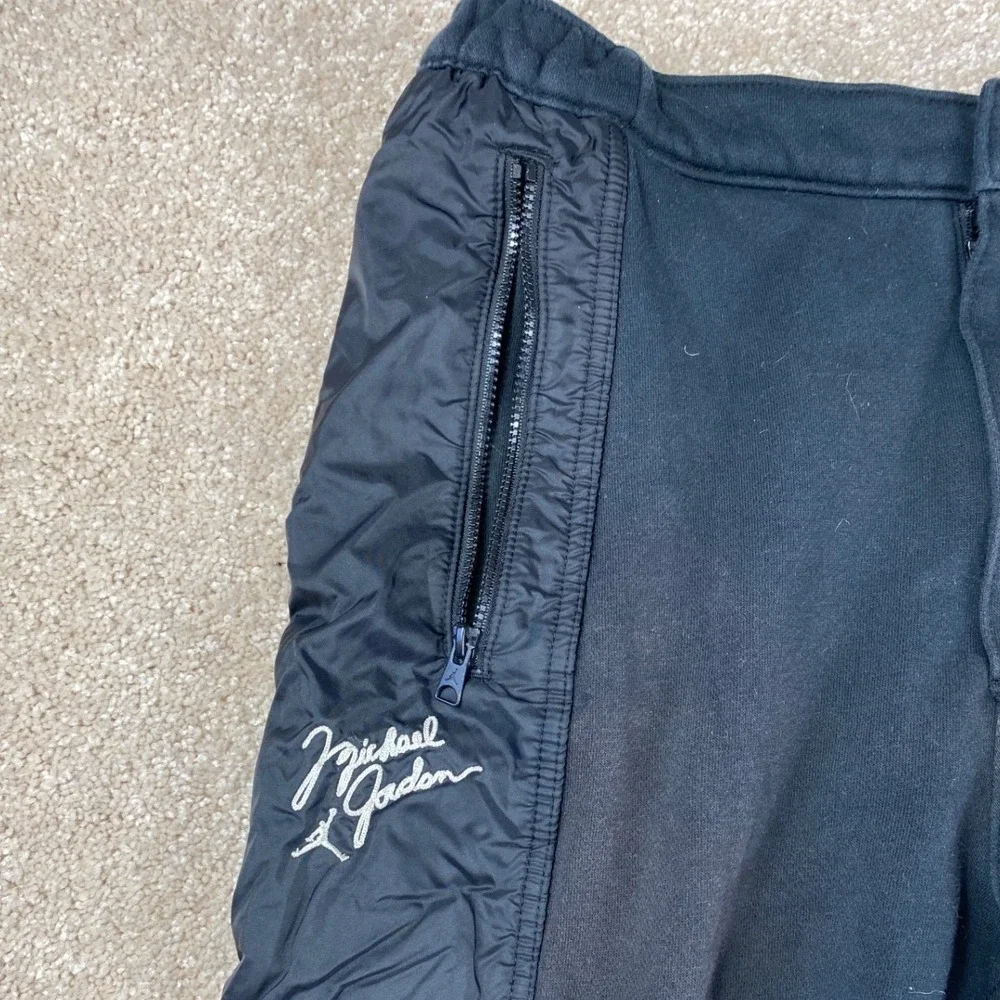 Michael Jordan Flight MVP Fleece Joggers Black Track‎ Pants Mens Size Small